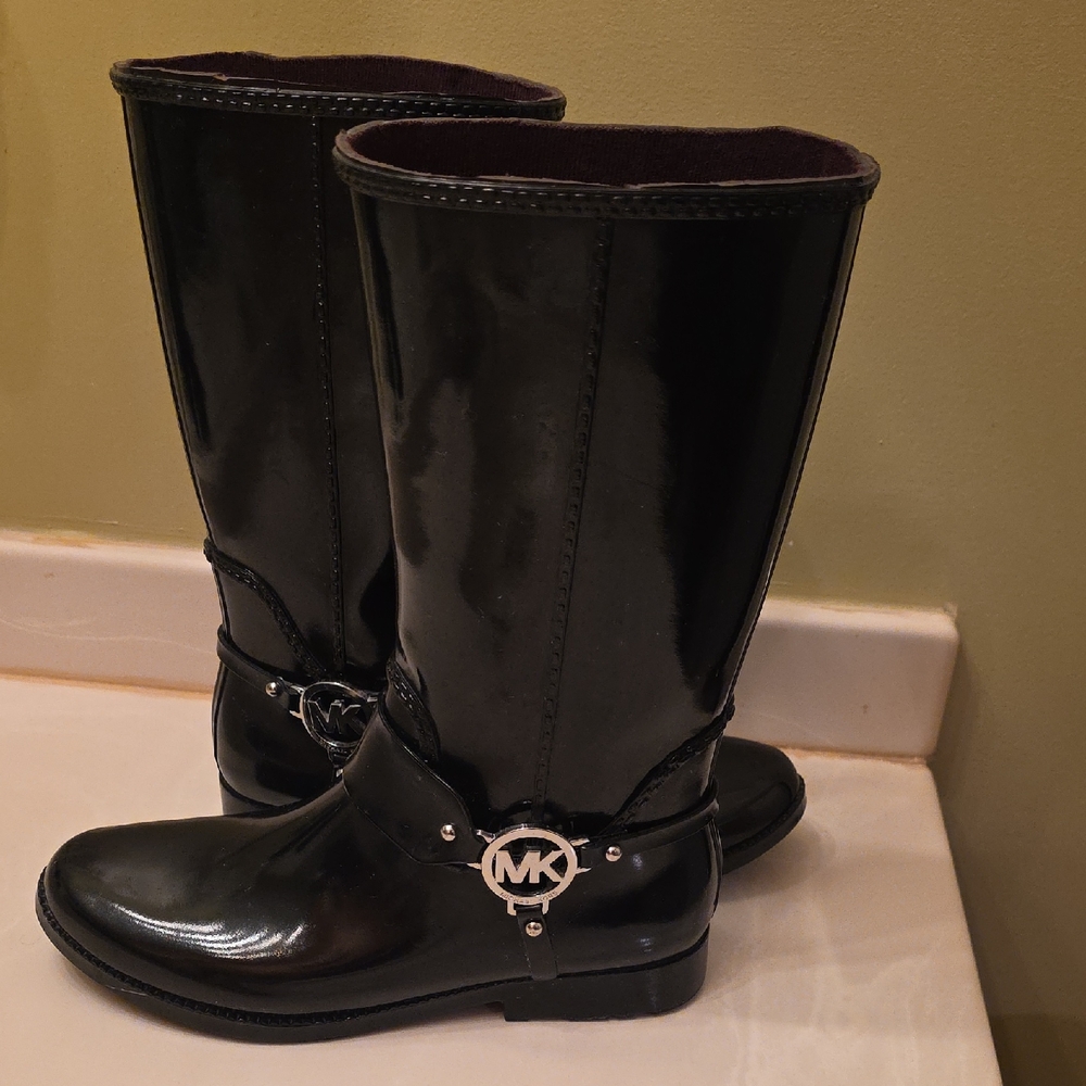 Michael Kors Glossy Black Rain Boots